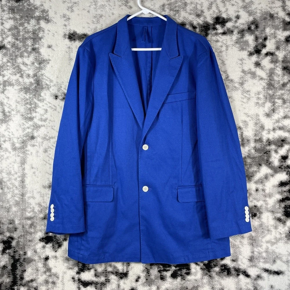 J Peterman Jacket Mens Size 42 Blue Cotton Office Career Comfort